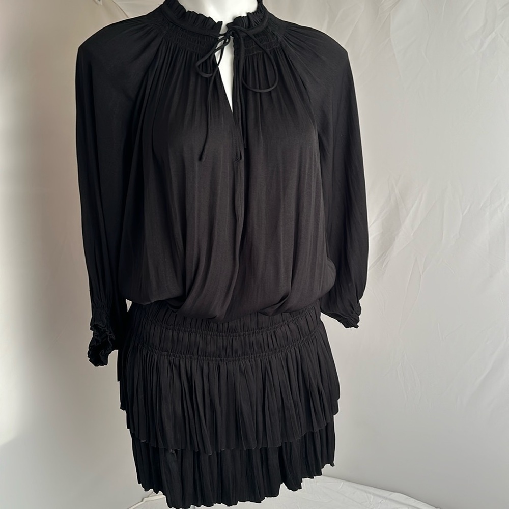 Anthropologie Current Air Laurel black pleated mini dress